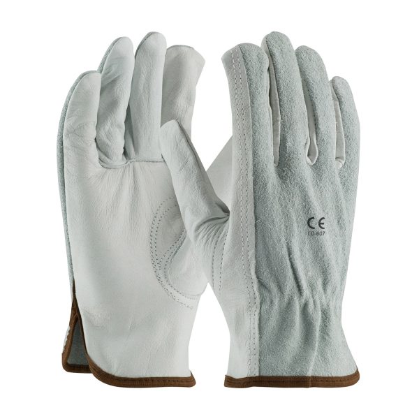 LD-607 Driver Gloves Cowhide Grain Leather with Split Leather