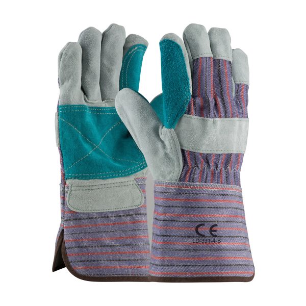 LD-391-B-4" Wide Double Palm Leather Work Gloves